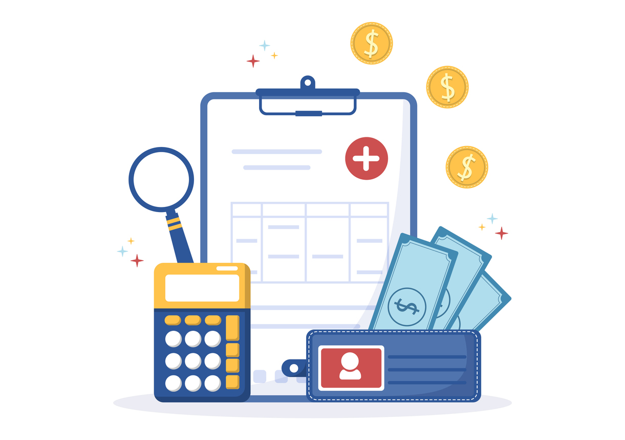 Hospital Medical Billing Service with Health Insurance Form for Hospitalization or Treatment on Cartoon Background Illustration medicare