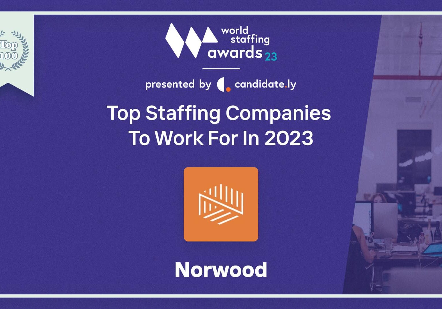 Award badge top 100 staffing companies