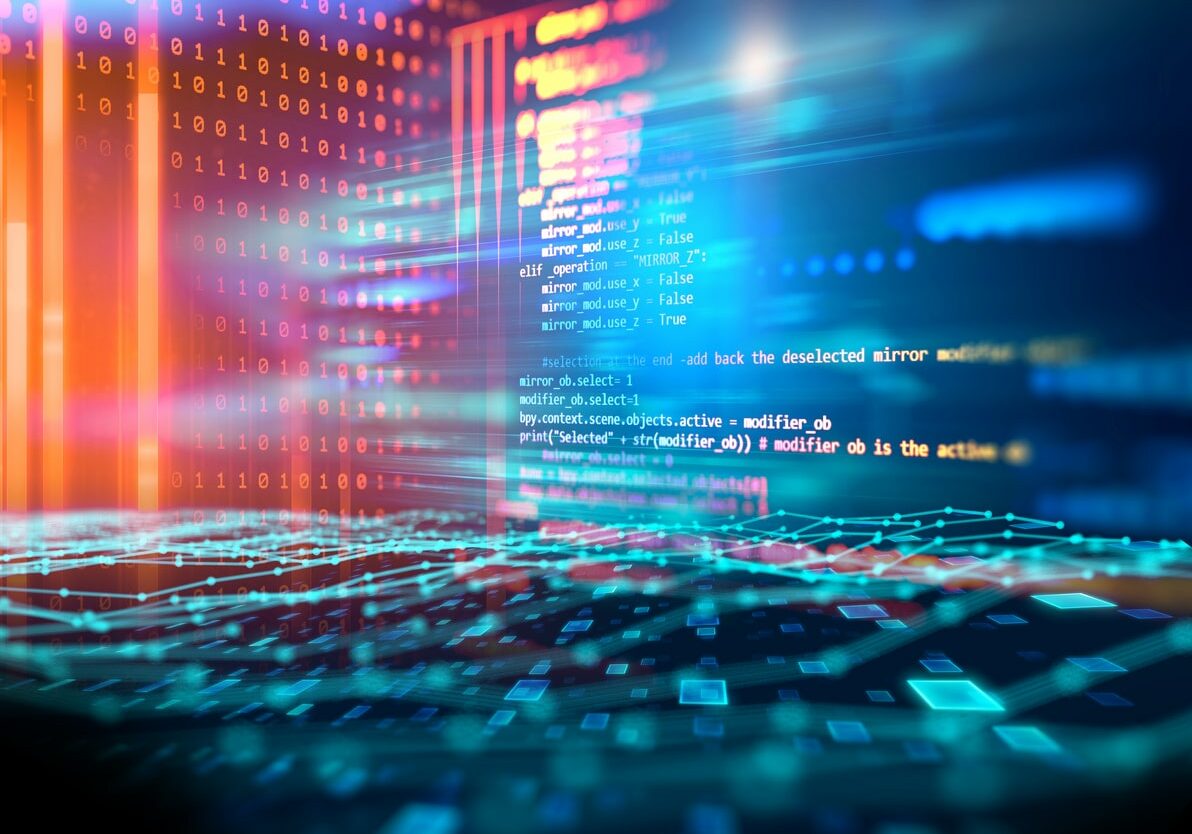 Programming code abstract technology background of software developer and Computer script coding resources